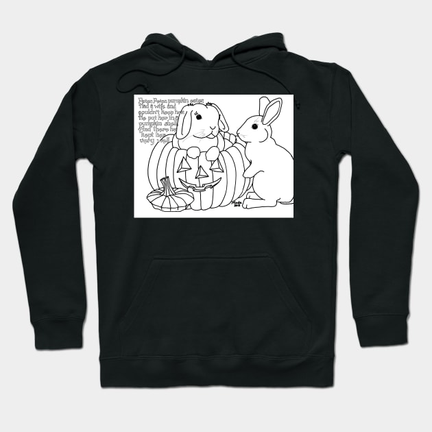 Bunny Nursery Rhyme Series-Peter, Peter, Pumpkin Eater b&w Hoodie by ArtbyMinda